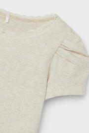 thumbnail: NAME IT MINI ribgebreid T-shirt NMFKAB met kant ecru