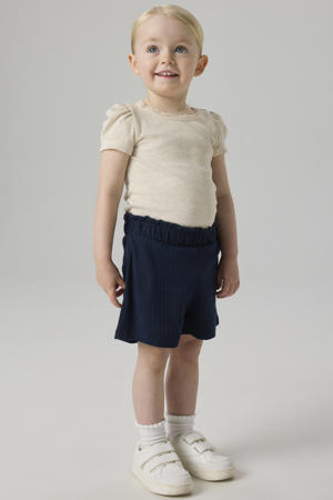 ribgebreid T-shirt NMFKAB met kant ecru