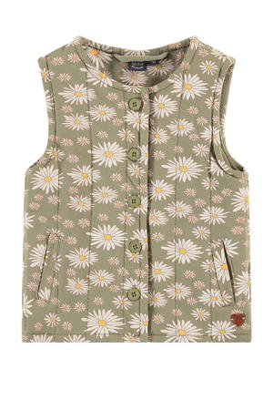 gebloemd gilet groen