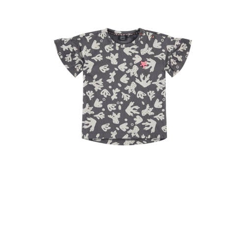 Babyface T-shirt met all over print grijs/wit Meisjes Katoen Ronde hals