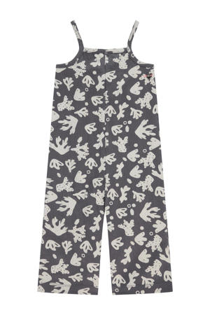 jumpsuit met all over print grijs/wit