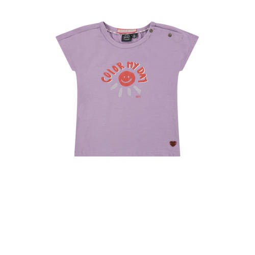 Babyface T-shirt met printopdruk paars Meisjes Stretchkatoen Ronde hals