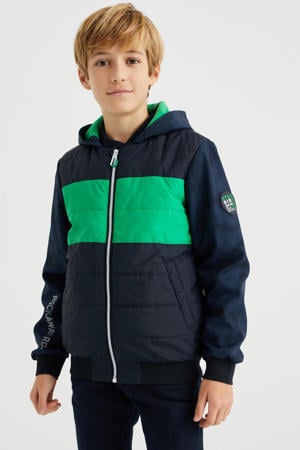 softshell jas van gerecycled polyester zwart/groen/blauw