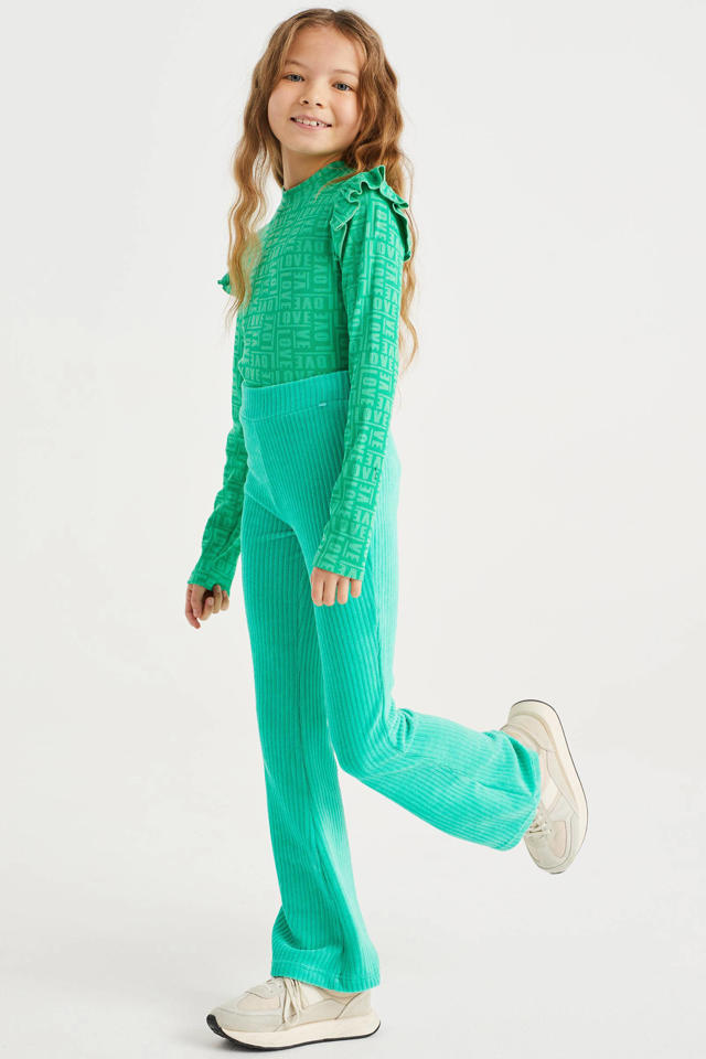 vallei Oxide Elementair WE Fashion flared broek groen | kleertjes.com