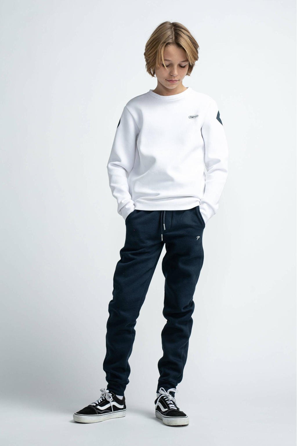 Witte jongens Petrol Industries sweater van katoen met backprint, lange mouwen en ronde hals