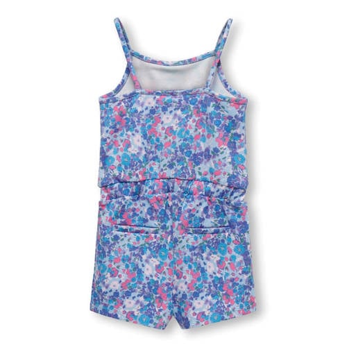 Only KIDS MINI jumpsuit KMGPAIGE met all over print blauw roze Meisjes Viscose Ronde hals 86