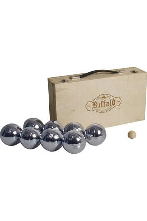 Jeu de Boules set metaal (8st.) in houten doos