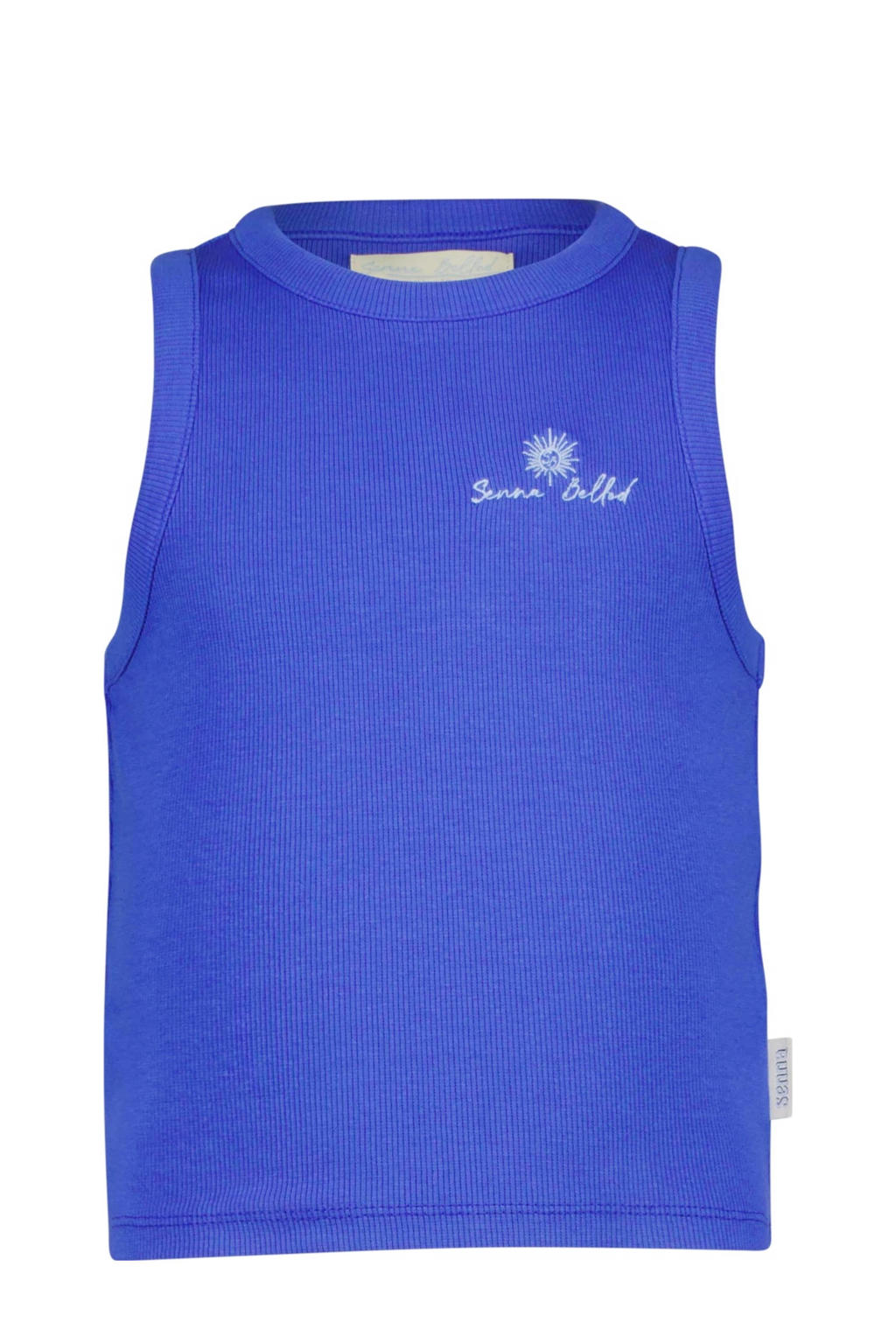 Blauwe meisjes Vingino x Senna Bellod T-shirt van katoen met effen, korte mouwen en ronde hals