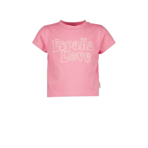 Vingino x Senna Bellod T-shirt met tekst roze Meisjes Katoen Ronde hals