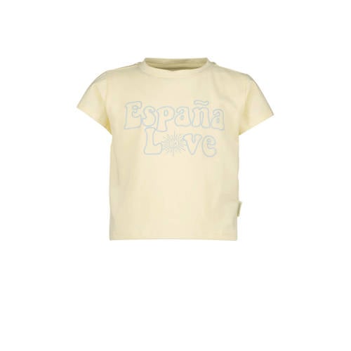 Vingino x Senna Bellod T-shirt met tekst lichtgeel Meisjes Katoen Ronde hals