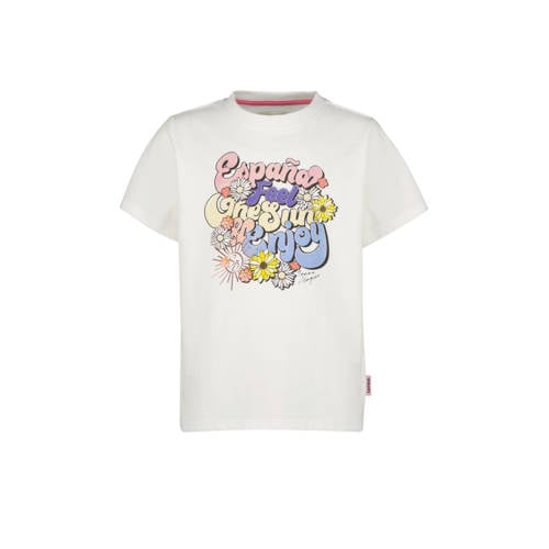 Vingino x Senna Bellod T-shirt met printopdruk wit Meisjes Katoen Ronde hals