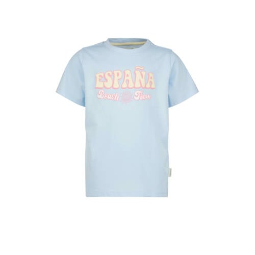 Vingino x Senna Bellod T-shirt met tekst lichtblauw Meisjes Katoen Rolkraag