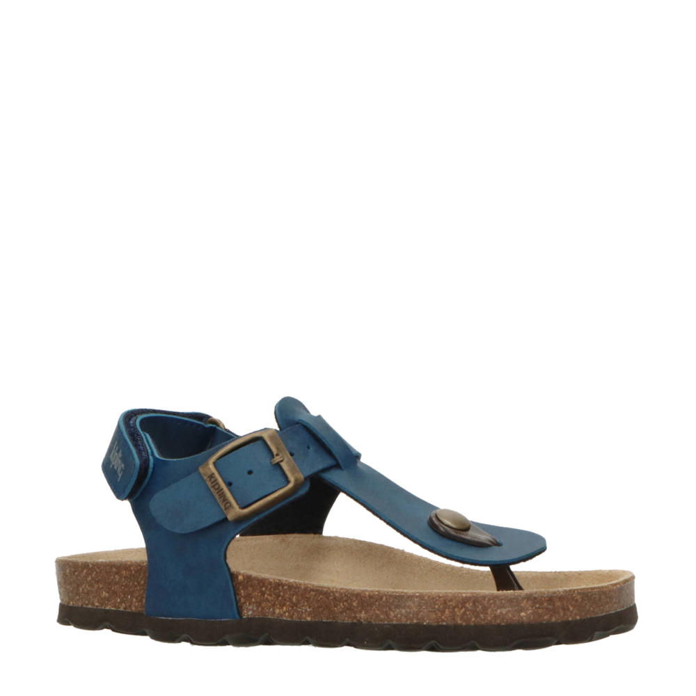 Blauwe jongens Kipling Juan 3 sandalen van imitatieleer met gesp