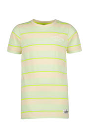 thumbnail: Geel, lichtgeel en lichtgroene jongens Vingino gestreept T-shirt van katoen met korte mouwen en ronde hals