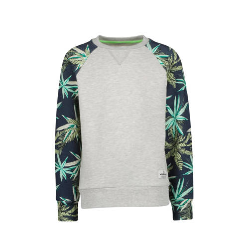 Vingino sweater NOLOF met all over print groen/donkerblauw/grijs melange 
