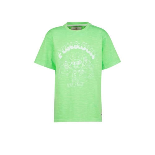 Vingino T-shirt HARTOON met printopdruk licht neon groen Jongens Sweat Ronde hals