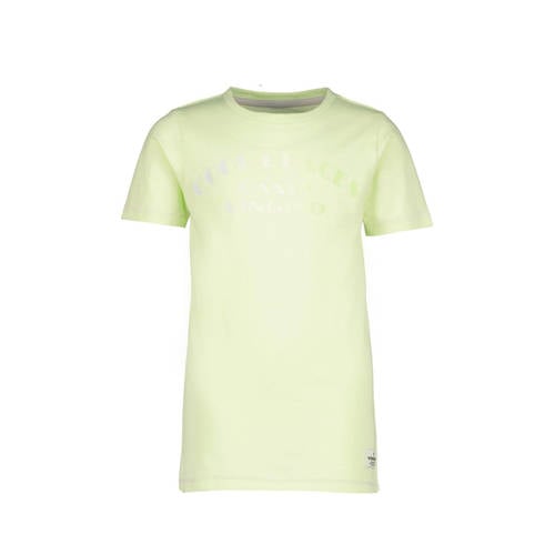 Vingino T-shirt JOE met tekst geelgroen Jongens Katoen Ronde hals Tekst