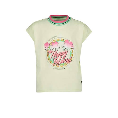 Vingino T-shirt HANNIA met printopdruk lichtgroen Meisjes Katoen Ronde hals - 92