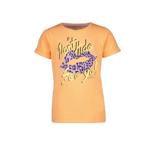 Vingino T-shirt HERA met printopdruk oranje Meisjes Stretchkatoen Ronde hals