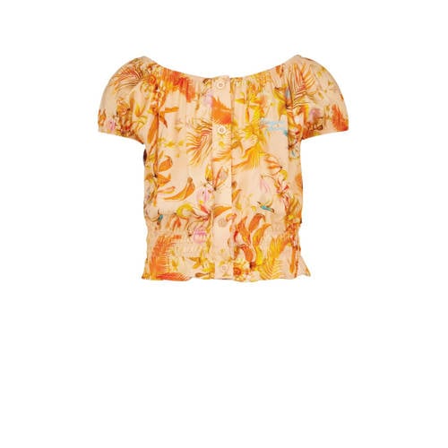 Vingino T-shirt LIMEA met all over print oranje Meisjes Katoen Boothals