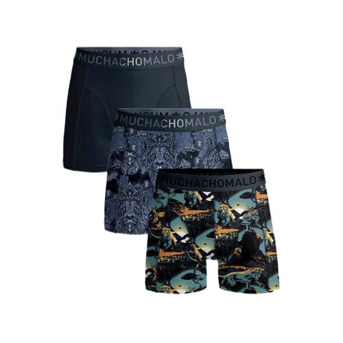 Muchachomalo boxershort- set van 3 blauw/multi Jongens Stretchkatoen All over print