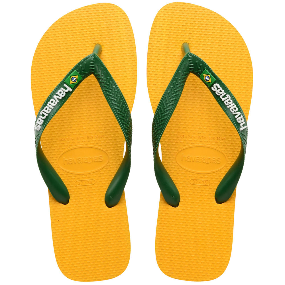 Geel en groene jongens Havaianas Brasil Logo teenslippers van rubber 