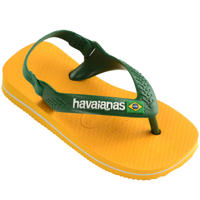 thumbnail: Havaianas Baby Brasil Logo II  teenslippers met hielbandje geel/groen