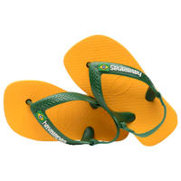 thumbnail: Havaianas Baby Brasil Logo II  teenslippers met hielbandje geel/groen
