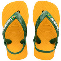 thumbnail: Geel en groene jongens Havaianas Baby Brasil Logo II teenslippers met hielbandje van rubber 