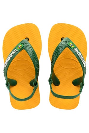 teenslippers met hielbandje geel/groen