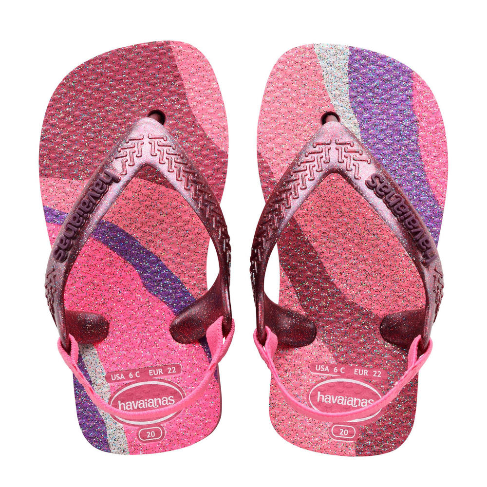 Roze meisjes Havaianas Baby Palette Glow teenslippers van rubber
