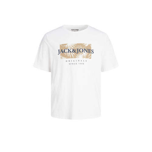 JACK & JONES JUNIOR T-shirt JORCRAYON met logo wit Jongens Katoen Ronde hals