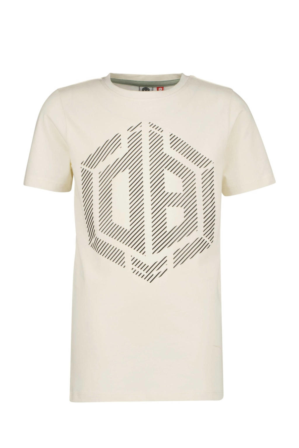 Witte jongens Vingino T-shirt van katoen met logo dessin, korte mouwen en ronde hals