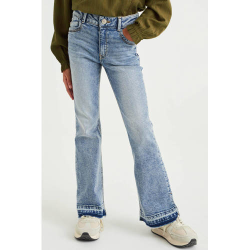 WE Fashion flared jeans used denim Blauw Meisjes Stretchdenim 