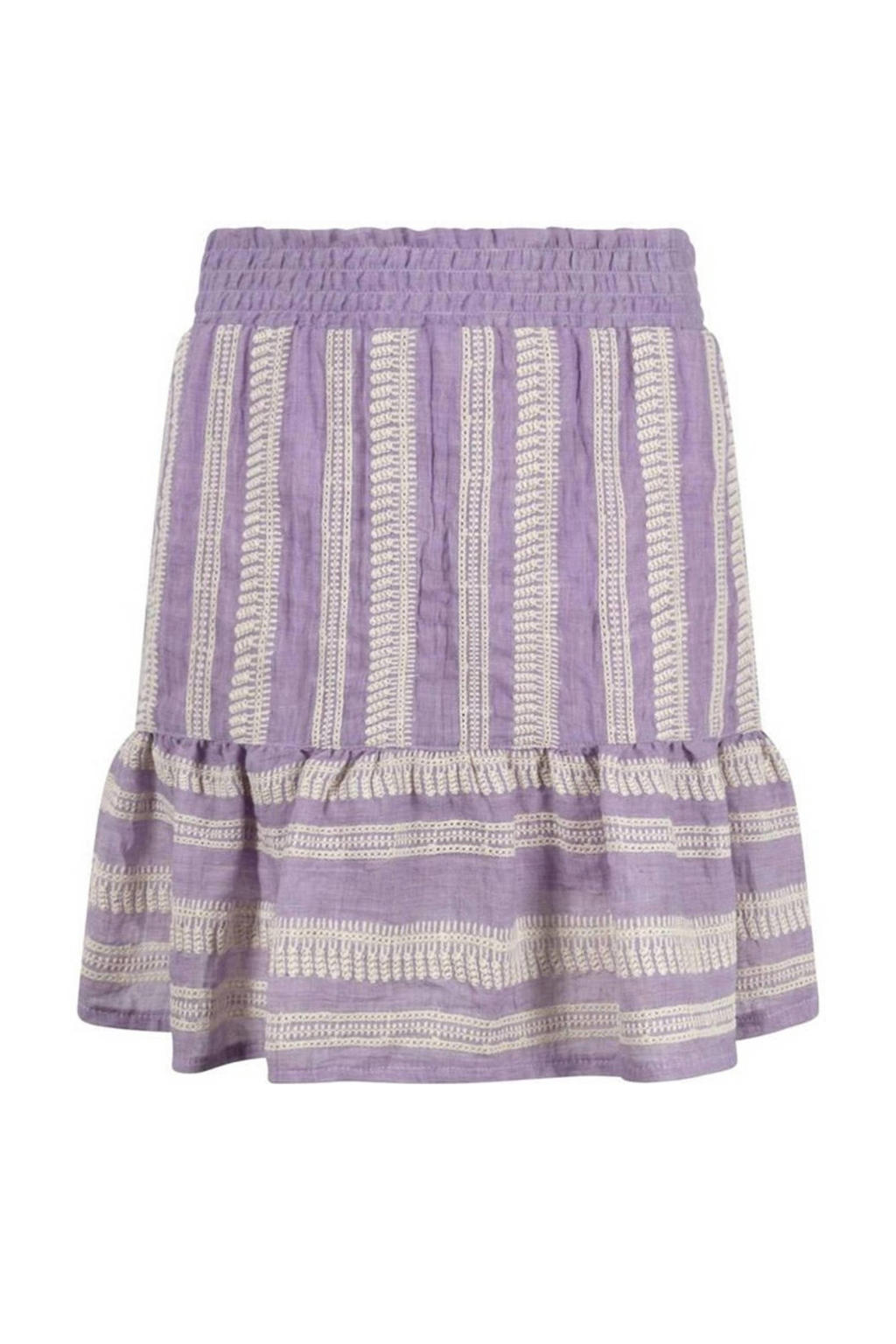 Paars en witte meisjes AI&KO rok van polyester met meerkleurige print, elastische tailleband en volant