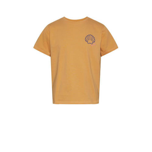 PIECES KIDS T-shirt PKKIM met printopdruk oranje Meisjes Stretchkatoen Ronde hals