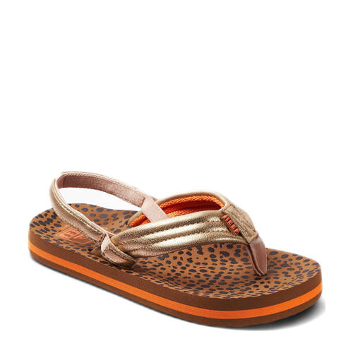 Reef Kids Ahi Wild teenslippers met hielbandje bruin/goud Meisjes Polyurethaan