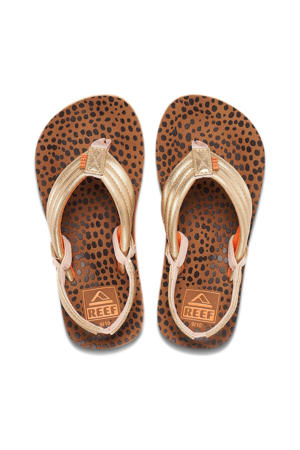 Kids Ahi Wild teenslippers met hielbandje bruin/goud