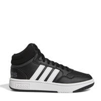 thumbnail: Zwart en witte jongens adidas Sportswear Hoops Mid 3.0 sneakers van imitatieleer met veters