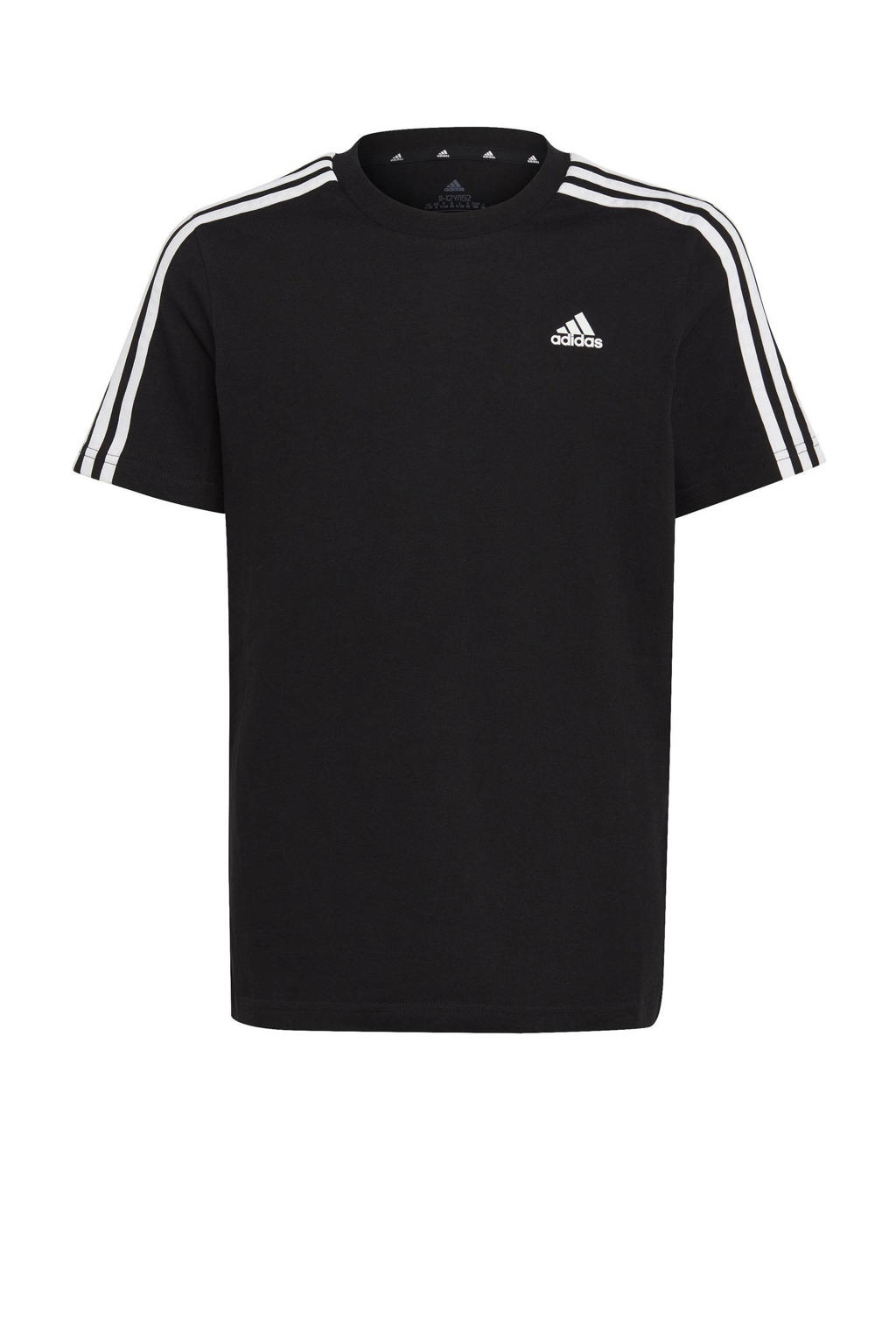 Zwart en witte jongens en meisjes adidas Sportswear T-shirt van katoen met effen, korte mouwen en ronde hals