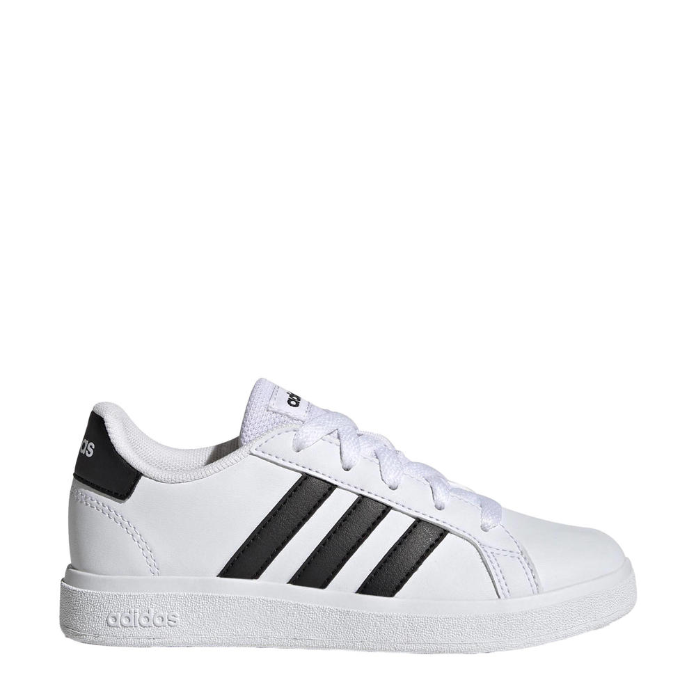 Wit en zwarte jongens en meisjes adidas Sportswear Grand Court 2.0 sneakers van imitatieleer/textiel met veters