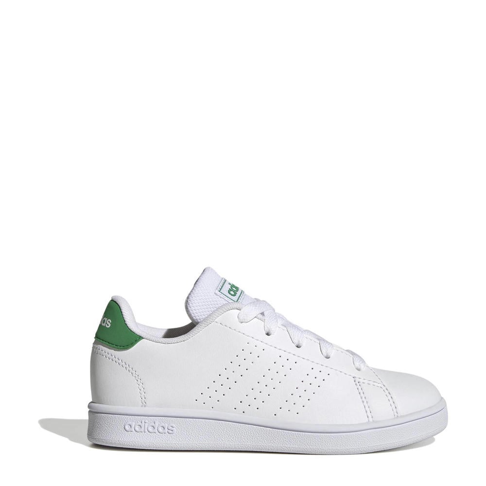 Wit en groene jongens en meisjes adidas Sportswear Advantage sneakers van imitatieleer met veters