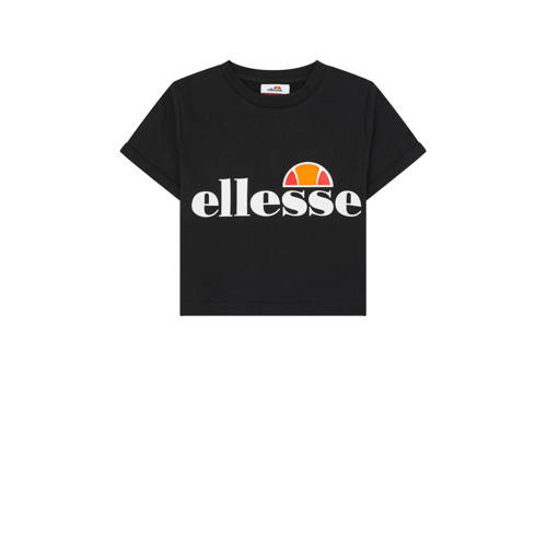 Ellesse cropped T-shirt zwart Meisjes Katoen Ronde hals Logo