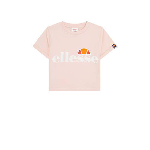 Ellesse cropped T-shirt lichtroze Meisjes Katoen Ronde hals Logo
