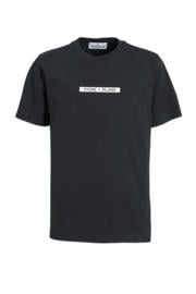thumbnail: Zwarte jongens Stone Island T-shirt van katoen met logo dessin, korte mouwen en ronde hals