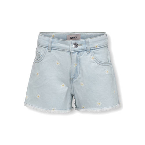 KIDS ONLY GIRL wide leg short KOGROBYN DAISY met all over print light blue denim Korte broek Blauw Meisjes Katoen - maat 146 afbeelding