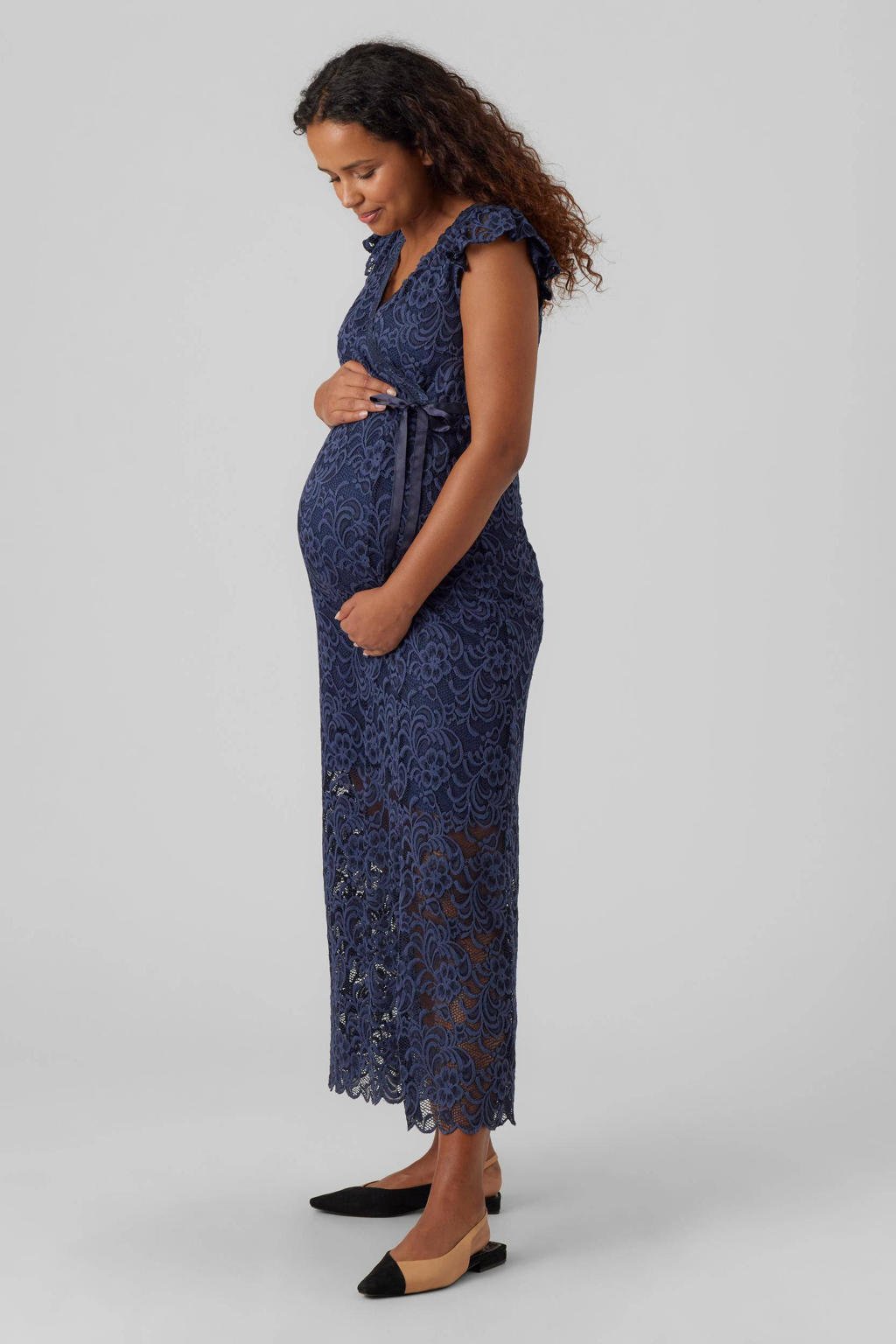 MAMALICIOUS zwangerschapsjurk MLMIVANE met kant donkerblauw