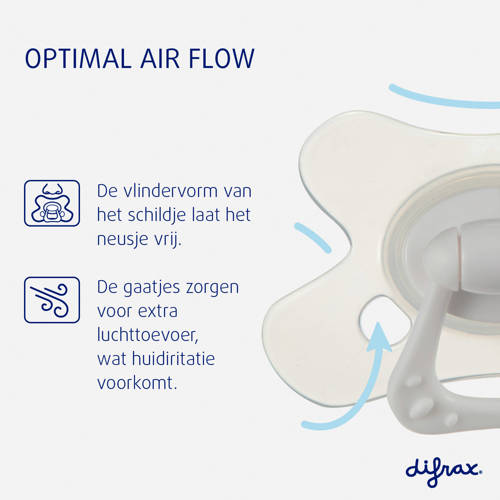 Difrax Natural Fopspeen 6+ Maanden Beige met printje 2 stuks
