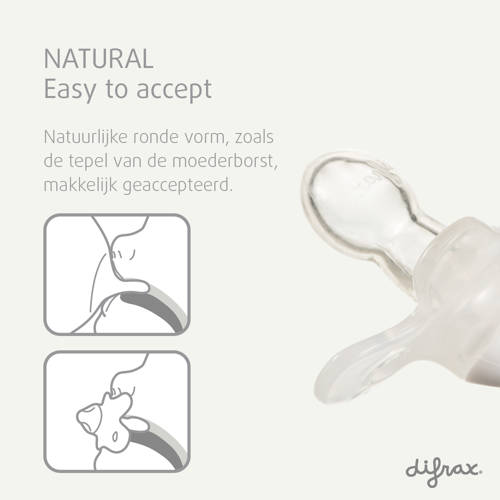 Difrax Natural Fopspeen 0 tot 6 Maanden Groen met printje 2 stuks
