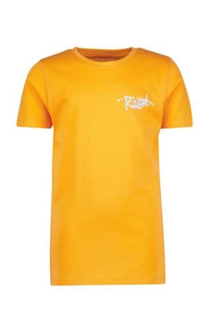 T-shirt R123KBN30006 met logo mosterdgeel
